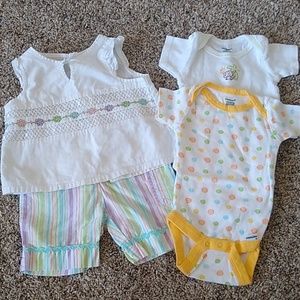 ⭐3/$13 3-6month clothes - 2 Onesies and 1 Outfit
